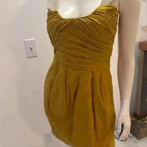 J. Crew Mustard Yellow Ruched Bodice Mini Dress